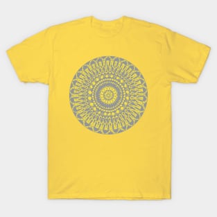 Circle Mandala Grey and Yellow T-Shirt